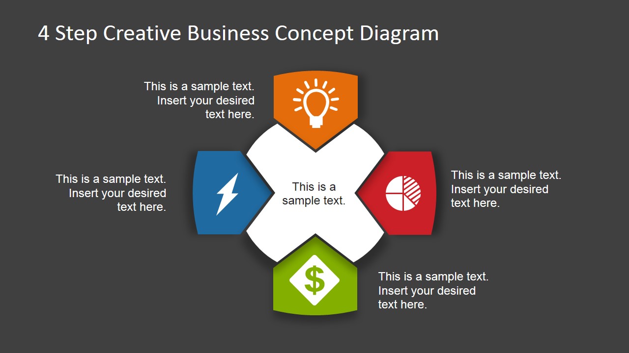 4 Step Business Concept Diagram for PowerPoint Dark Version - SlideModel