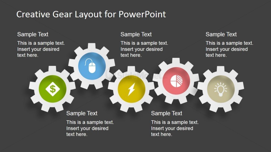 5 Gears - Gear Layout for PowerPoint