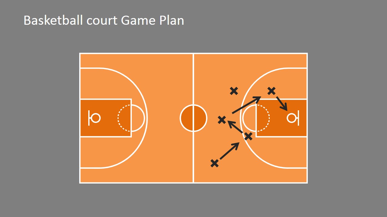 Basketball Court Game Plan PowerPoint Shapes SlideModel