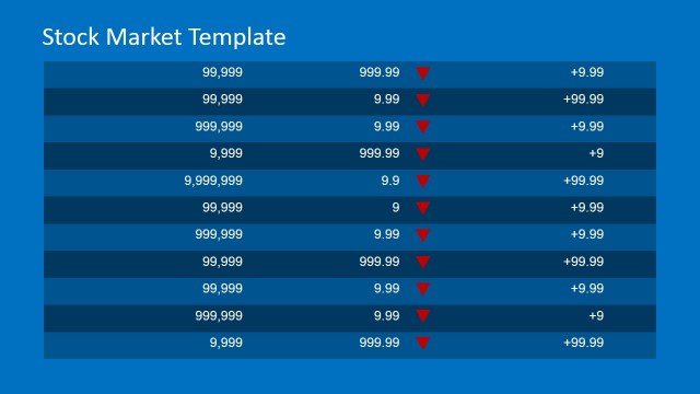 Table Indicating Down Prices Trend