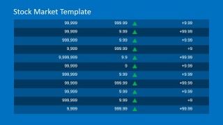 Prices with Up Trend Icon PowerPoint Table.