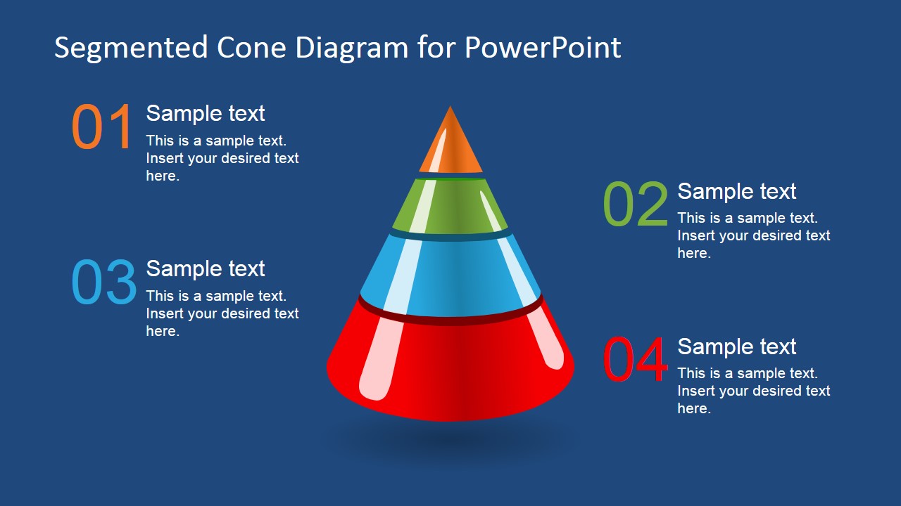 3D Segmented Cone Diagram for PowerPoint 4 Segments SlideModel