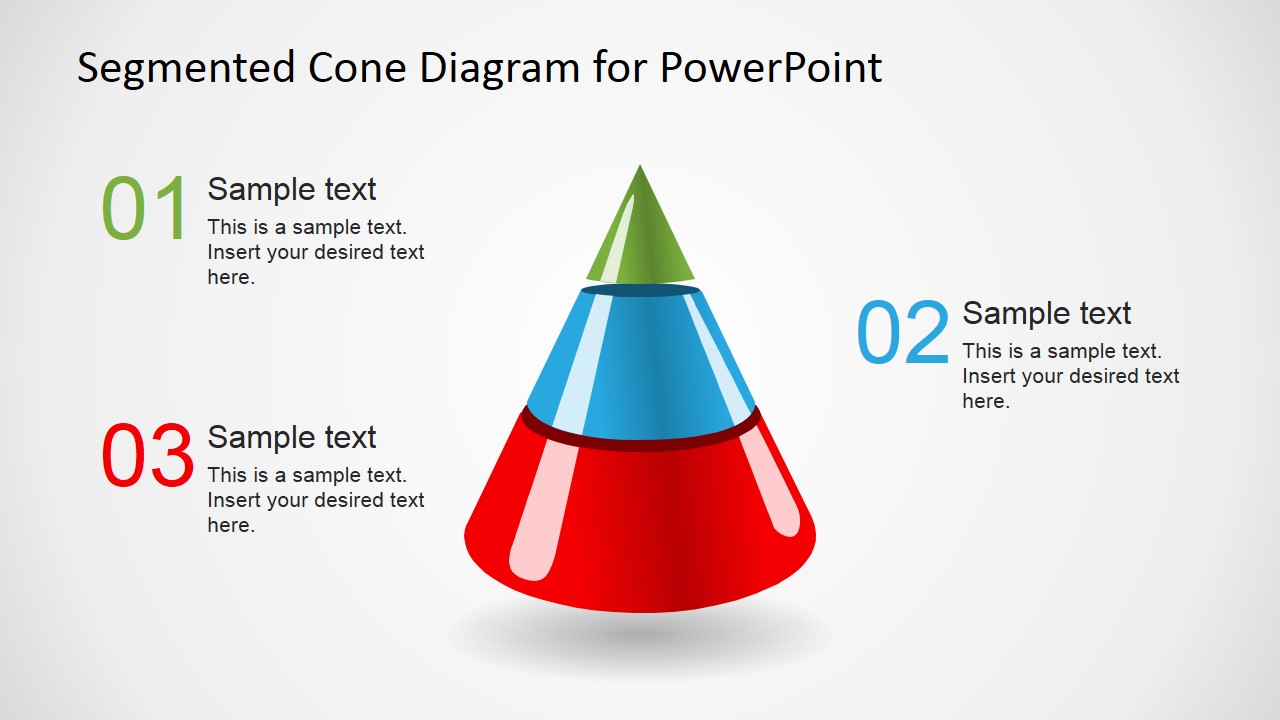 Creative Segmented 3D Cone Diagrams for PowerPoint SlideModel