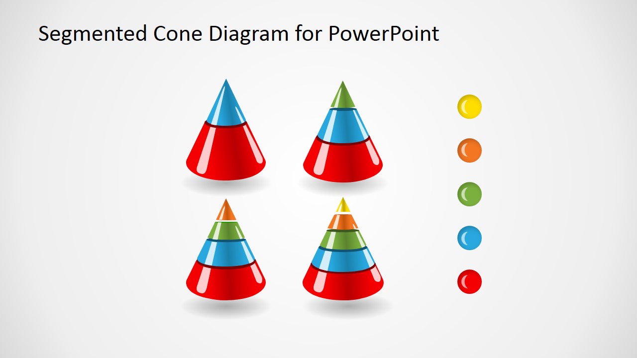 Creative Segmented 3D Cone Diagrams for PowerPoint SlideModel
