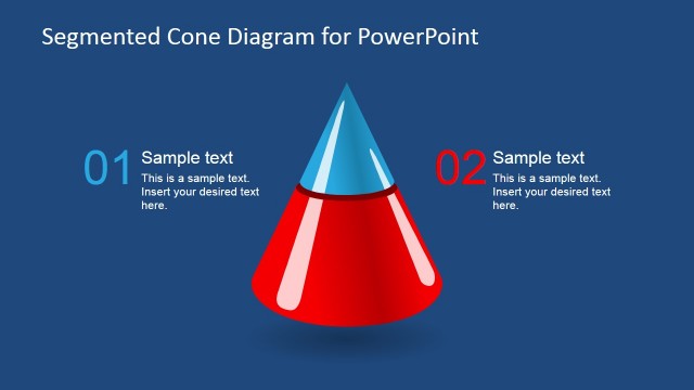 3D Segmented Cone Diagram for PowerPoint – 2 Segments