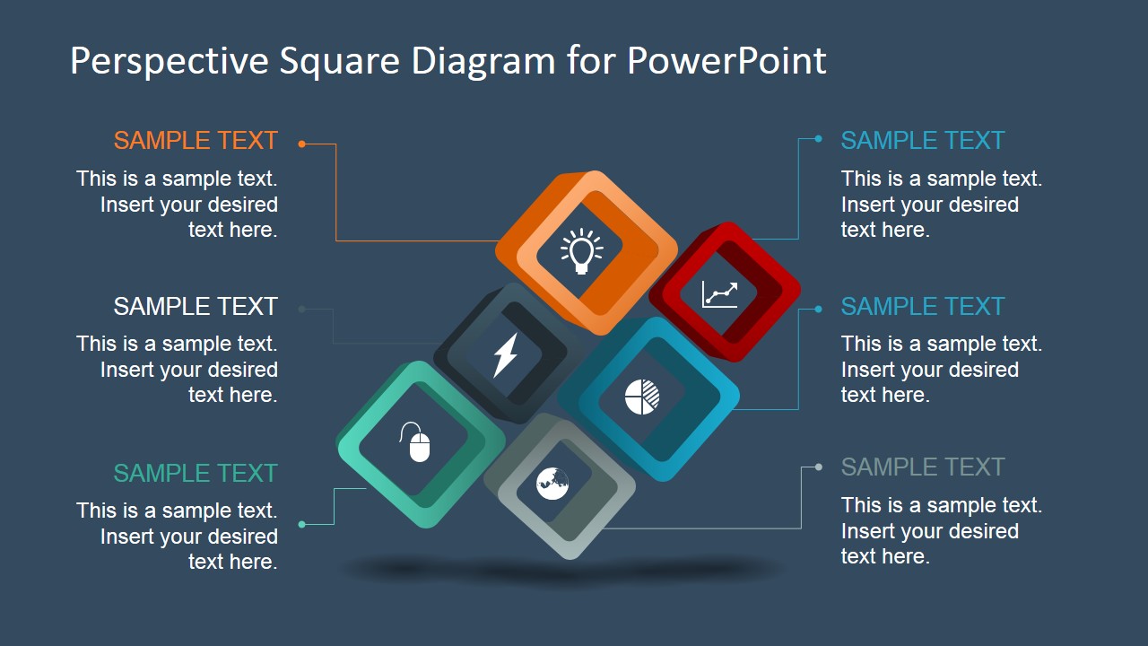 Perspective Square Diagram for PowerPoint SlideModel