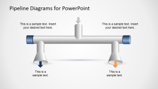 1 Input to 2 Output Horizontal Pipeline Diagram for PowerPoint