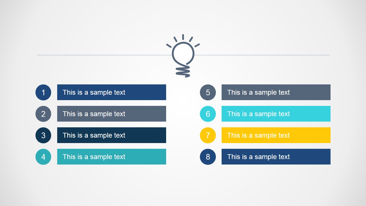 8 Steps Bright Idea Agenda Slide Design - SlideModel