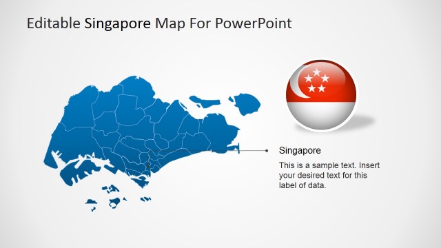 Map of Singapore For PowerPoint with Highlighted Capital