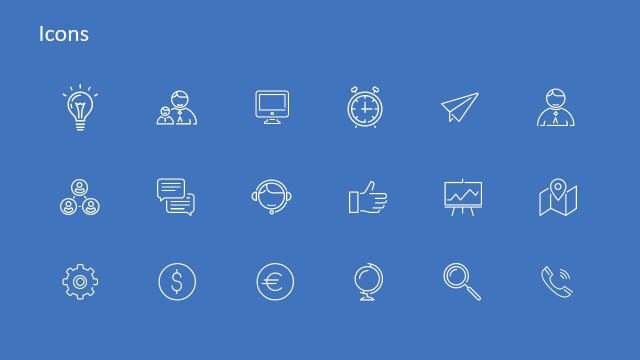 Business Icons with Blue Backdrop