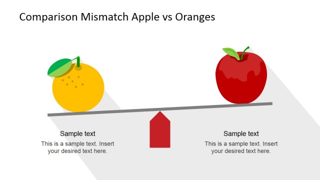 Flat Orange and Apple Comparison Scene for PowerPoint