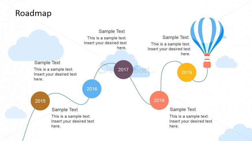 Flying Timeline Template Design for PowerPoint with Balloon