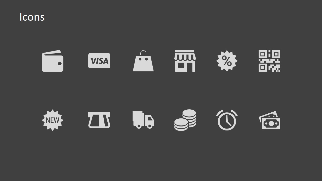 PowerPoint Icons Featuring Purchase Process