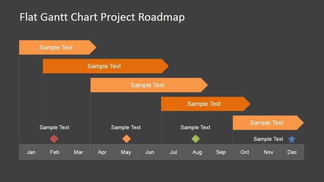 Flat Roadmap Gantt Chart with Milestones