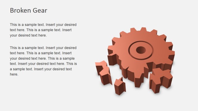 3D Broken Gear Illustration for PowerPoint