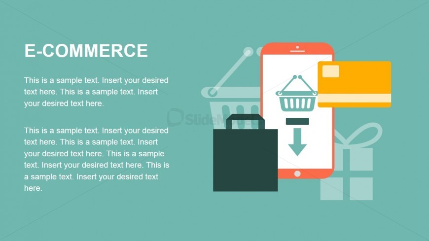 commerce e model business process for PowerPoint E  Commerce Flat Design SlideModel