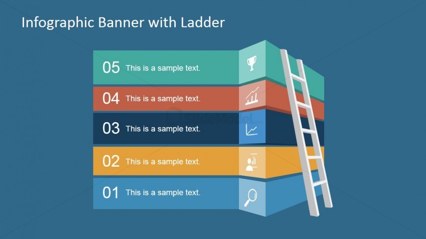 This 5-Step ladder diagram for PowerPoint and Google Slides presentation can be used as an infographic metaphor to prepare presentations for business.