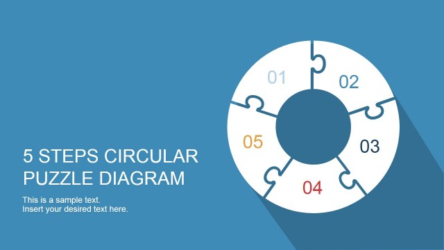 5 Step Circular Puzzle Diagram Template for PowerPoint