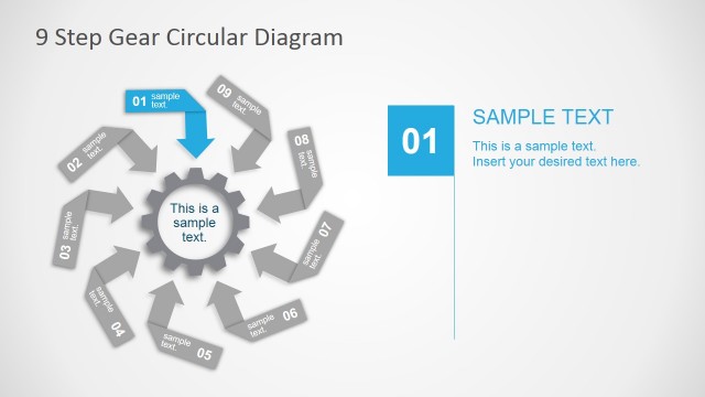 Folded Labels Nine Steps PowerPoint Diagram