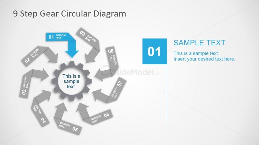 PowerPoint Diagram 9 Steps Folded Arrows