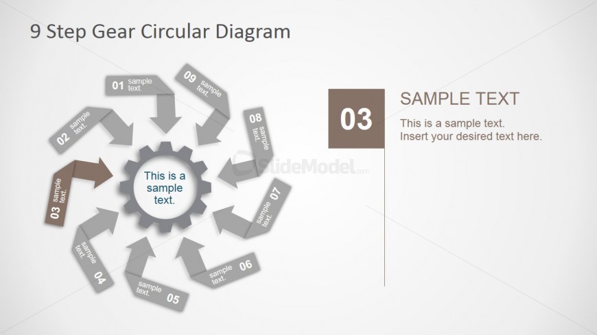 PowerPoint Diagram Featuring Nine Steps Arrows