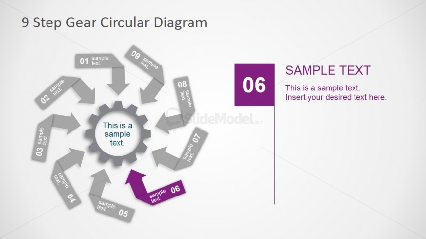 PowerPoint Arrows Clipart forming a 9 Steps Diagram