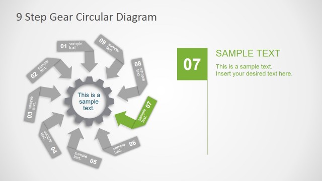 9 Steps Diagram for PowerPoint Featuring Origami Arrows