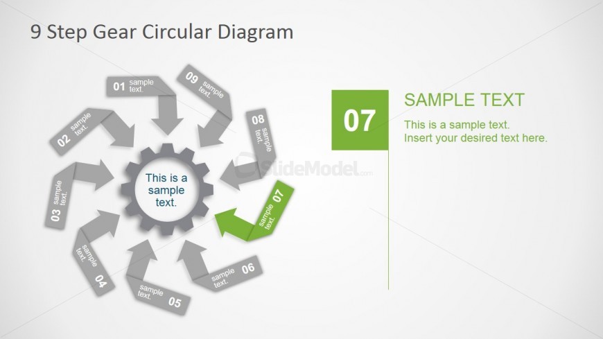 PowerPoint Flat Arrows Featuring a Gear Clipart Shapes