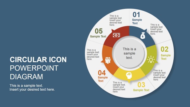 5 Step Creative Circular Diagram Design for PowerPoint