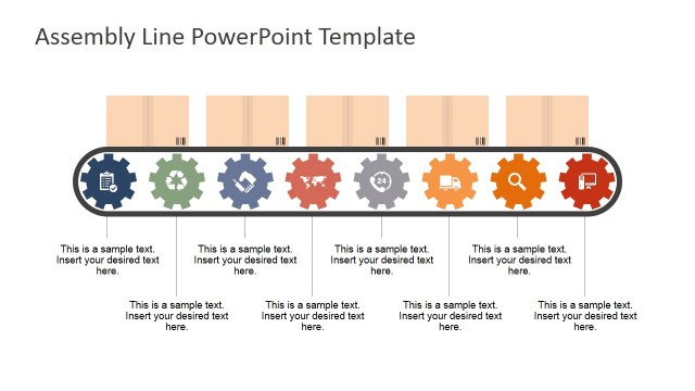 Eight Steps Conveyor Belt PowerPoint Shapes for PowerPoint