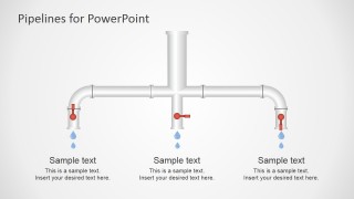 Three Steps PowerPoint Pipelines Leaking Shapes