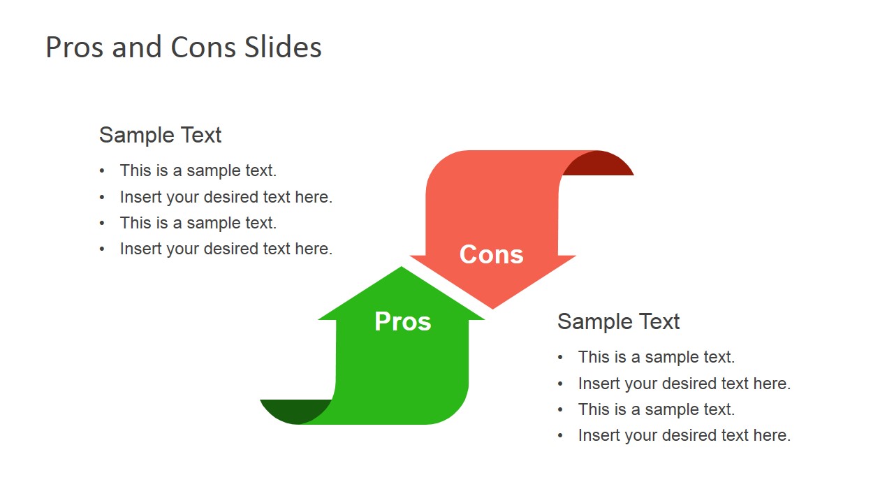 Pros & Cons Slide Diagrams for PowerPoint SlideModel