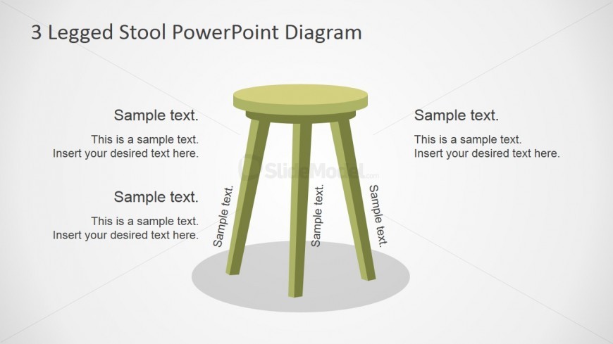 PowerPoint Shapes of Wooden Stool with 3 Legs