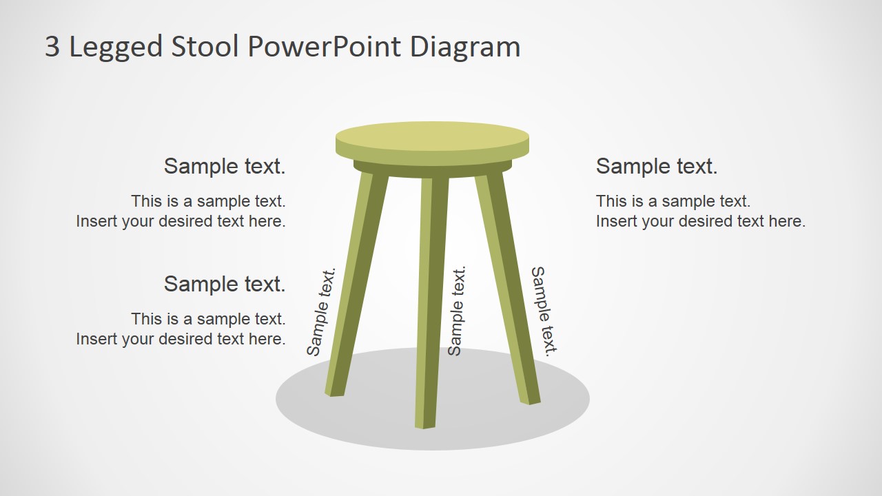 PowerPoint Shapes of Wooden Stool with 3 Legs