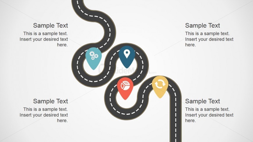 Hurdles Road Illustration with Curves & Markers for PowerPoint