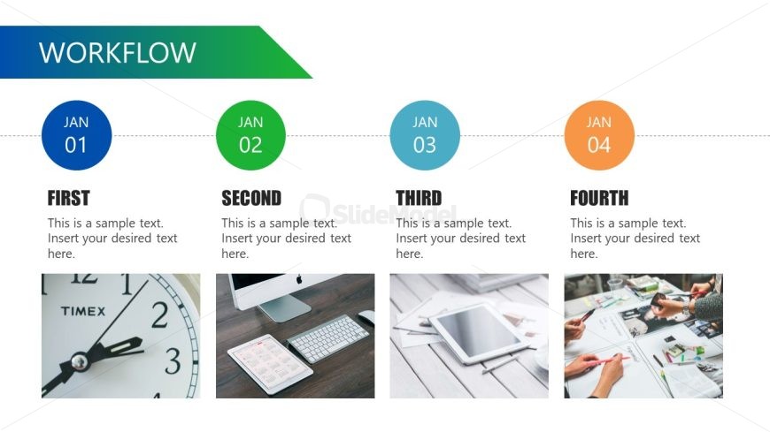 Four Months Workflow PowerPoint Template Slide 