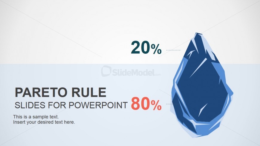 PowerPoint Design of Pareto Rule with Iceberg Clipart