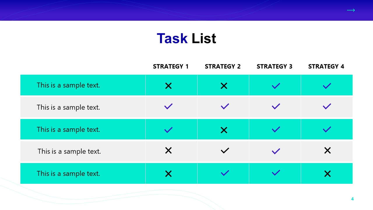 Slide Template Matrix Diagram for Task List