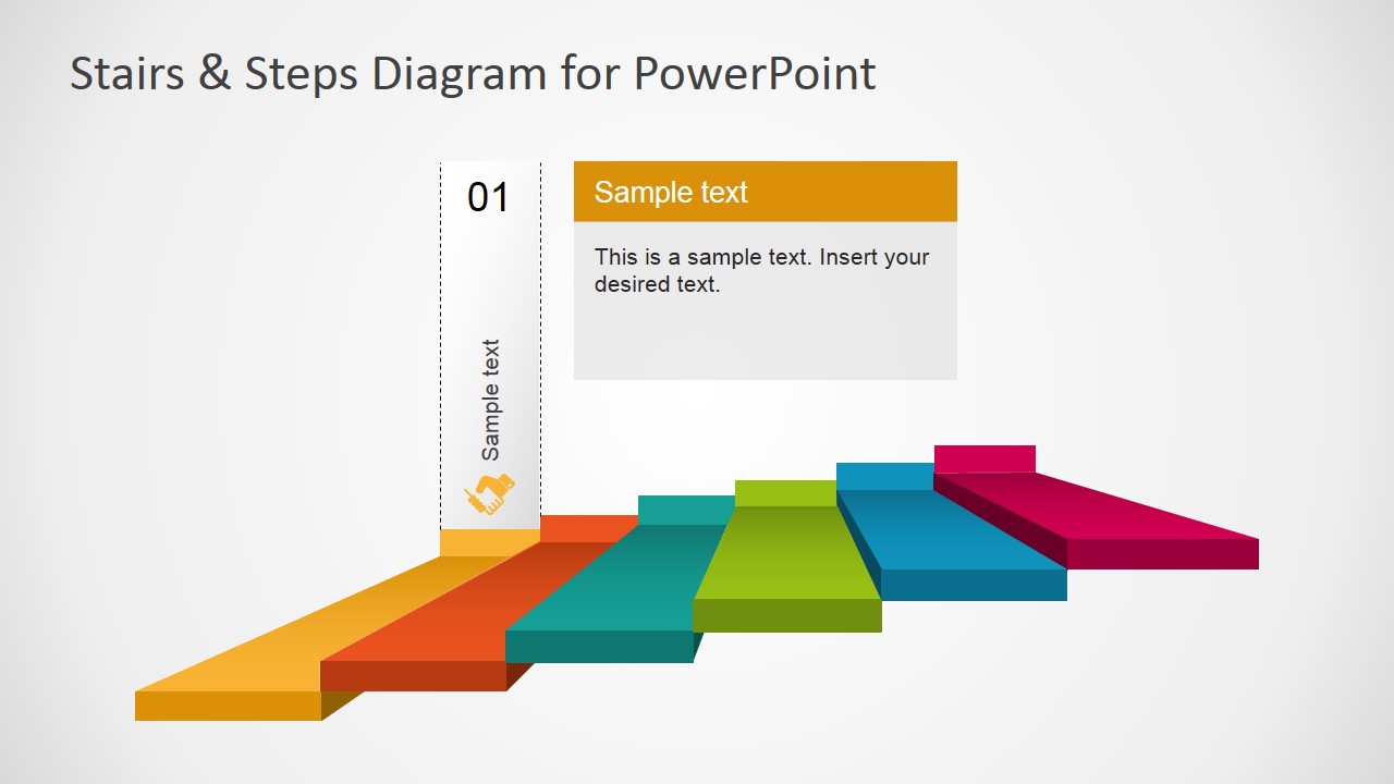 PowerPoint Diagram Stairs First Step Highlight