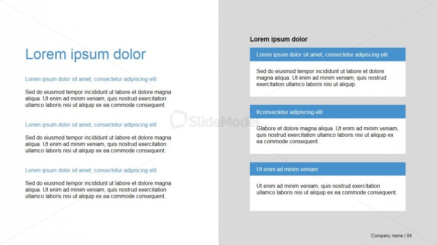 Presentation Template PowerPoint Slide Design Two Column Tiles