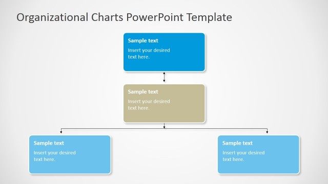 PowerPoint Three Levels Square Nodes Tree Org Chart