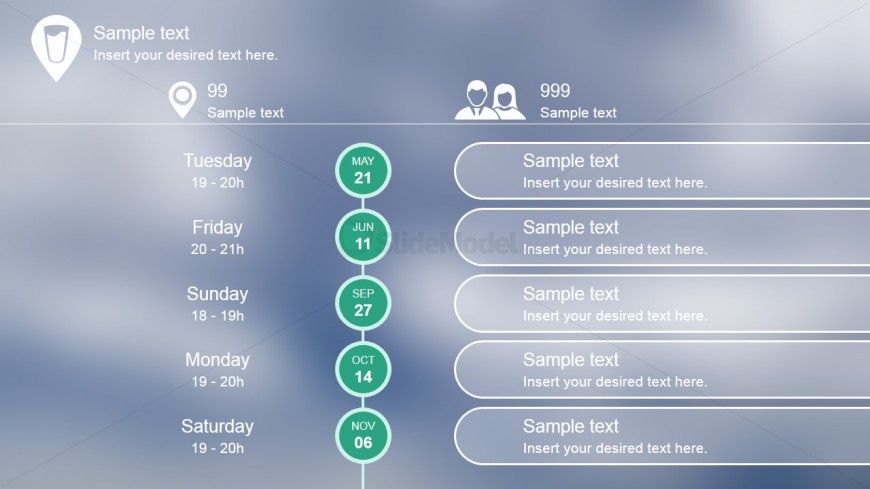 PowerPoint Timeline Flat Blurred Design