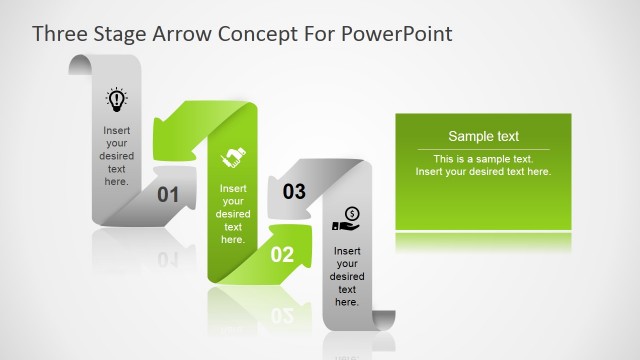 3 Steps Curved Arrows for PowerPoint