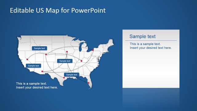 USA PowerPoint Map with Routes