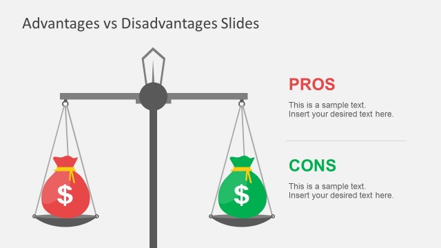 Pros And Cons Scale Comparison with Money Sign for PowerPoint