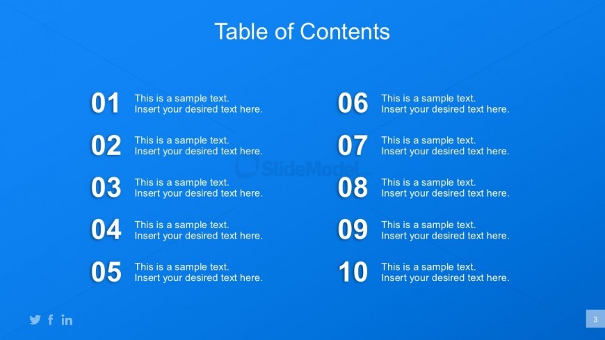 PowerPoint Business Plan Table Of Contents