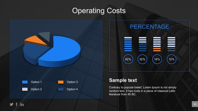 Percentage Cost Pie Chart PowerPoint Illustration