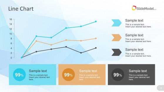 PowerPoint Line Chart With Percentage Metrics