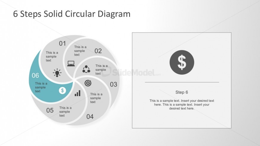 Six Steps Spiral PowerPoint Diagram