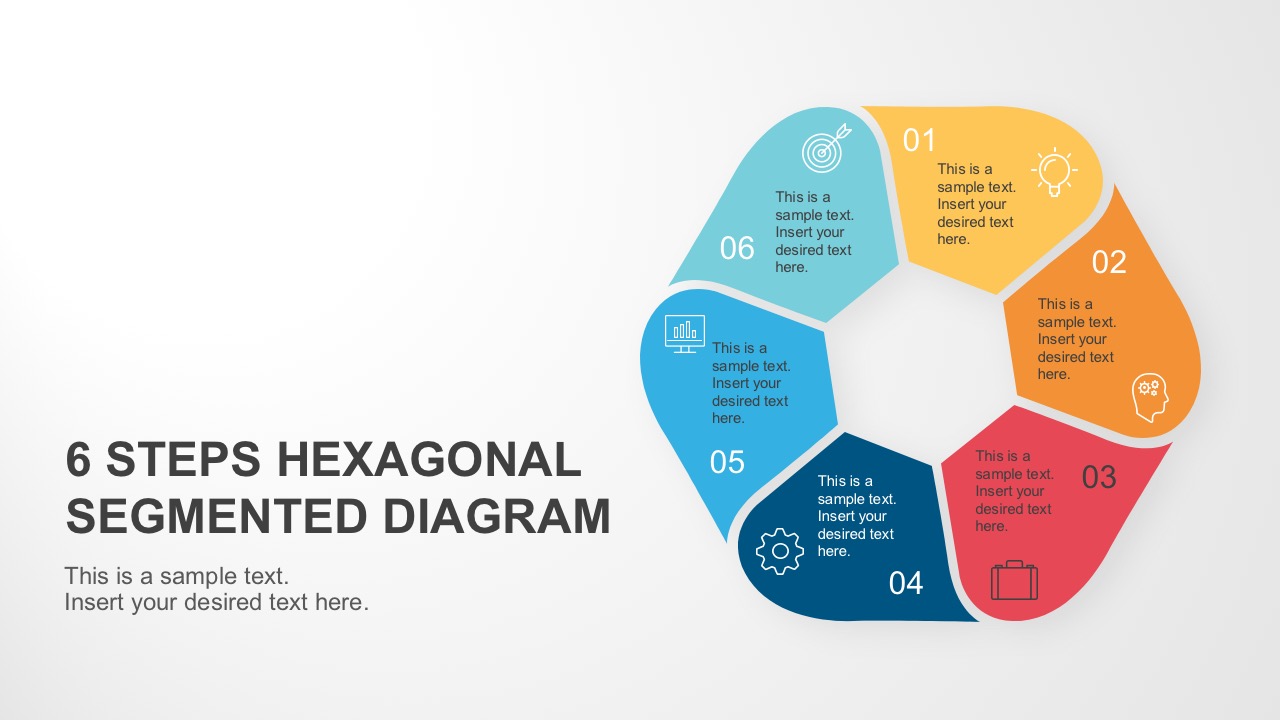 6 Steps Hexagonal Segmented Diagram